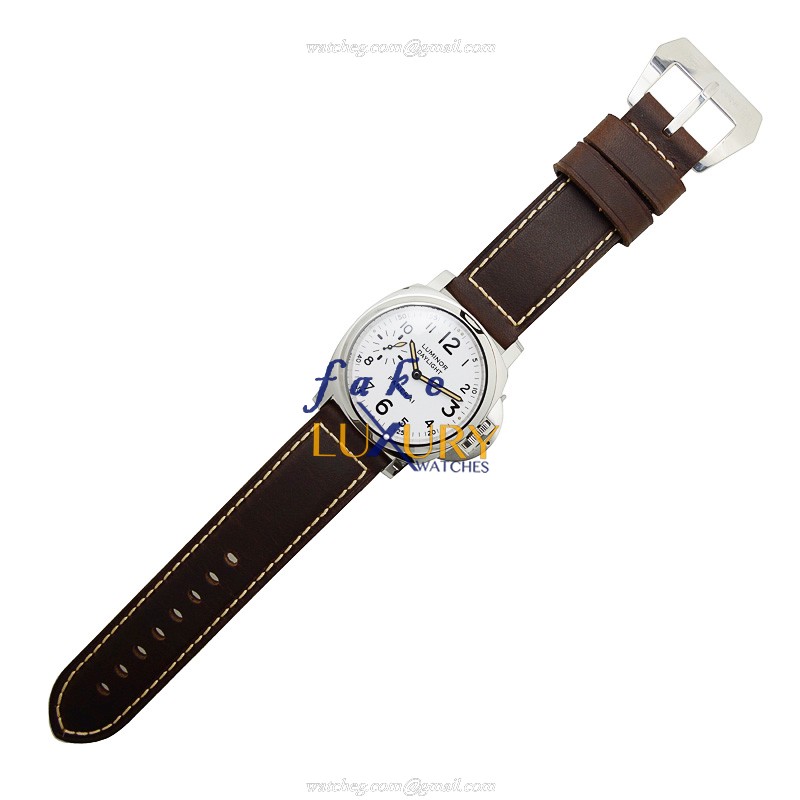 Panerai PAM00602 PAM00785 LUMINOR Manual Wind Stainless Steel Replica Watch - White Dial, Brown - Image 2