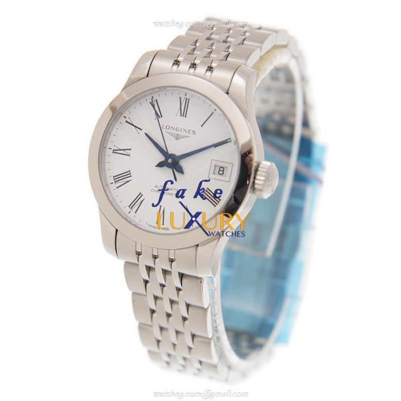 Longines L2.320.4.11.6 Record White Dial Silver Stainless Steel Automatic Replica Watch - Image 3