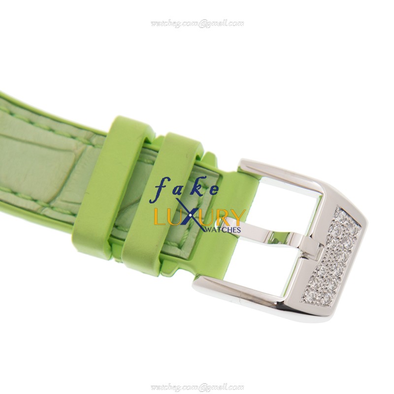 Franck Muller V 32 QZ D CD AC.VE Vanguard Quartz Silver Dial Green Leather Replica Watch - Image 4