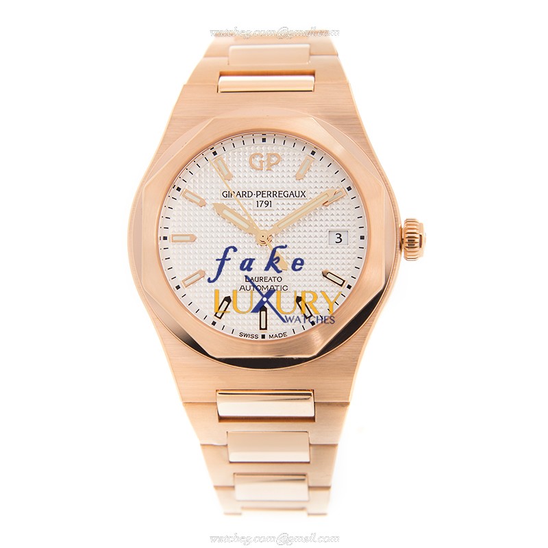 Girard Perregaux Laureato 81005-52-132-52A Automatic 18kt Rose Gold White Dial Replica Watch - Image 2