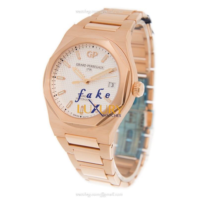 Girard Perregaux Laureato 81005-52-132-52A Automatic 18kt Rose Gold White Dial Replica Watch - Image 3