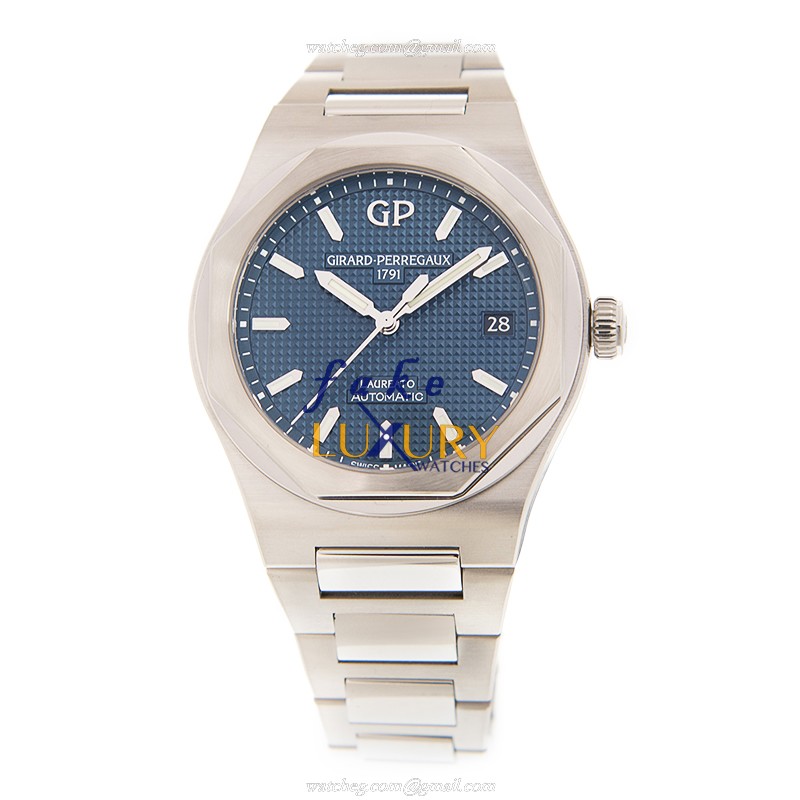 Girard Perregaux LAUREATO Replica Watch 81005-11-431-11A, Blue Dial, Stainless Steel Bracelet - Image 2