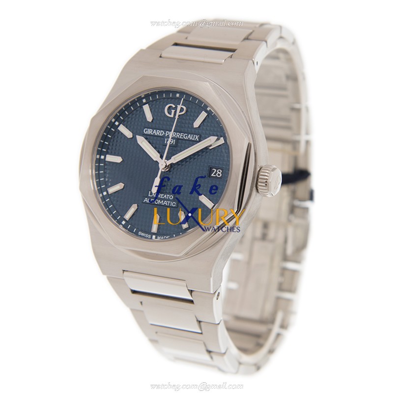 Girard Perregaux LAUREATO Replica Watch 81005-11-431-11A, Blue Dial, Stainless Steel Bracelet - Image 3