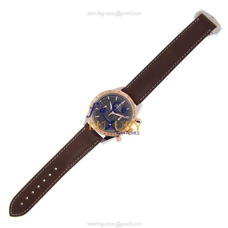 Omega 331.22.42.51.01.001 Replica Watch, Black Dial, Rose Gold & Steel Case, Brown Leather Strap - Image 2
