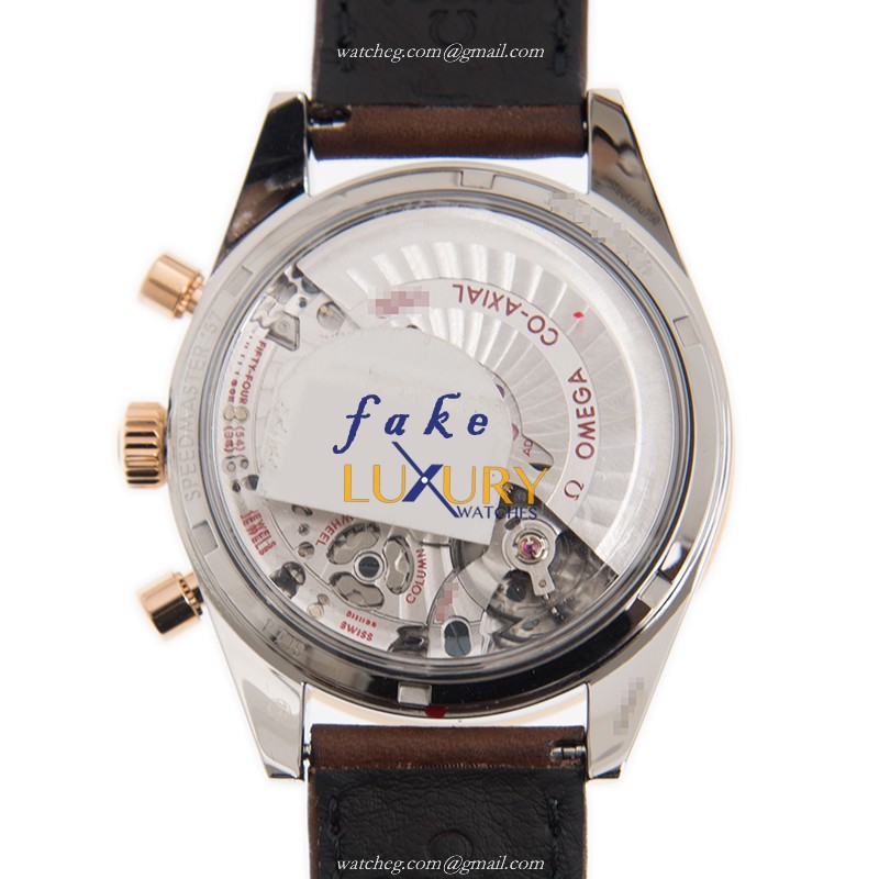 Omega 331.22.42.51.01.001 Replica Watch, Black Dial, Rose Gold & Steel Case, Brown Leather Strap - Image 3