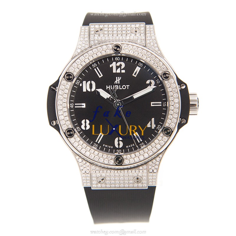 Hublot 361.SX.1270.RX.1704 Quartz Stainless Steel & Diamonds BIG BANG Replica Watch - 38mm - Black - Image 2