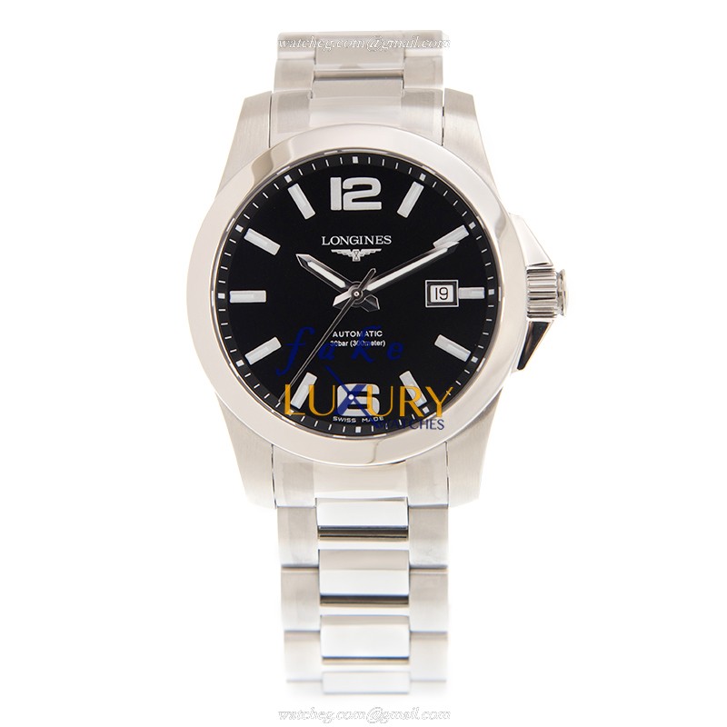 Longines L3.777.4.58.6 Conquest Replica Watch, Automatic Movement, Black Dial, Steel Bracelet - Image 2