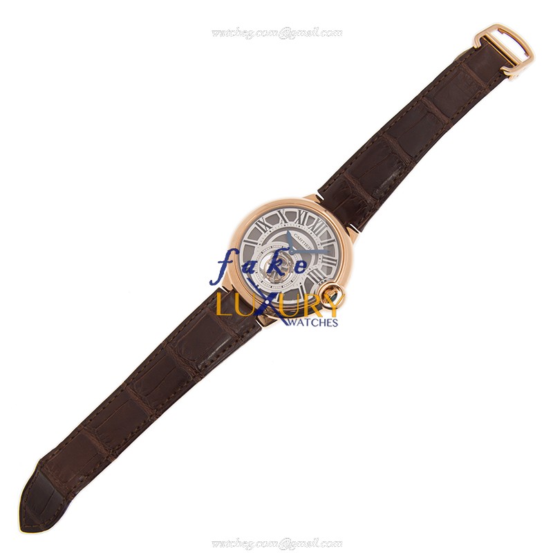 Cartier W6920001 BALLON BLEU Manual Wind 18kt Rose Gold Replica Watch, Gray Dial, Brown Alligator - Image 2