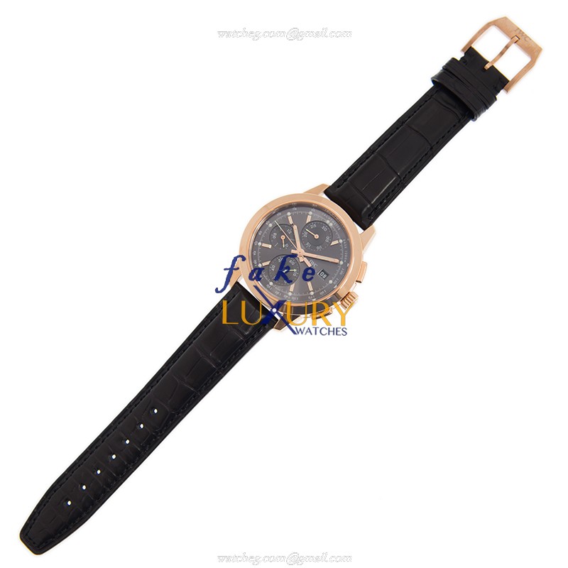 IWC IW380803 Ingenieur Automatic Replica Watch, 18kt Rose Gold Case, Gray Dial, Black Leather Strap - Image 2