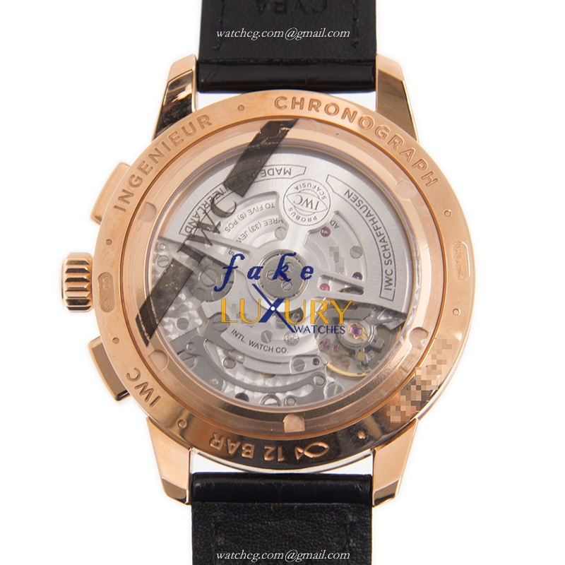 IWC IW380803 Ingenieur Automatic Replica Watch, 18kt Rose Gold Case, Gray Dial, Black Leather Strap - Image 3