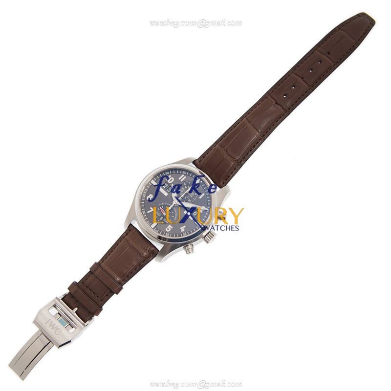 IWC IW379107 Replica Watch, Gray Dial, Steel Case, Brown Leather Strap, Automatic - Image 2