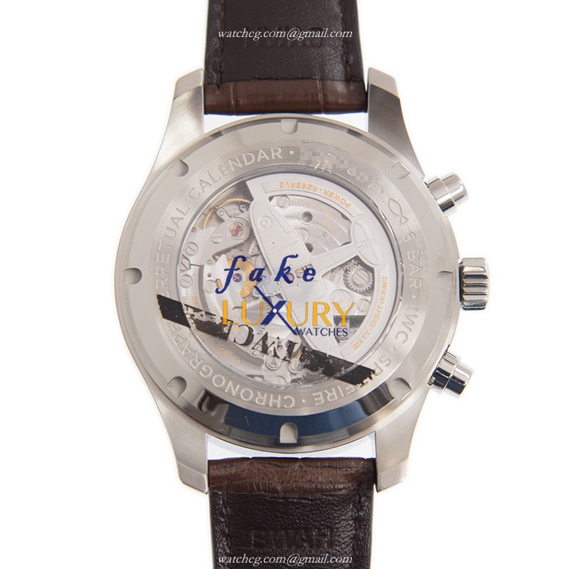 IWC IW379107 Replica Watch, Gray Dial, Steel Case, Brown Leather Strap, Automatic - Image 4