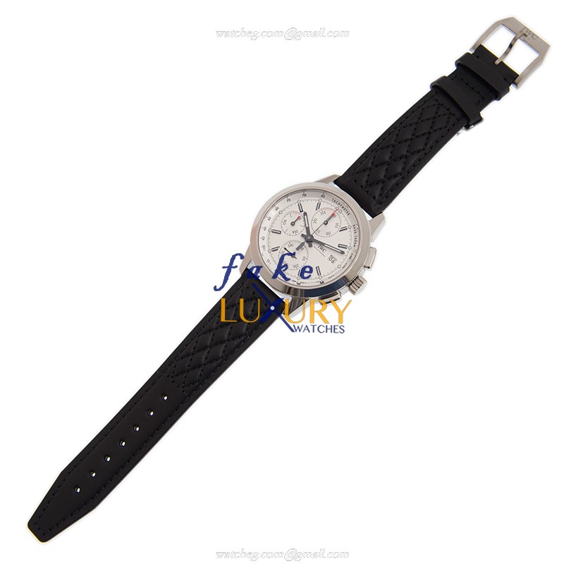 IWC IW380701 Ingenieur Replica Watch, Automatic, White Dial, PVD Titanium Case, Black Leather Strap - Image 2