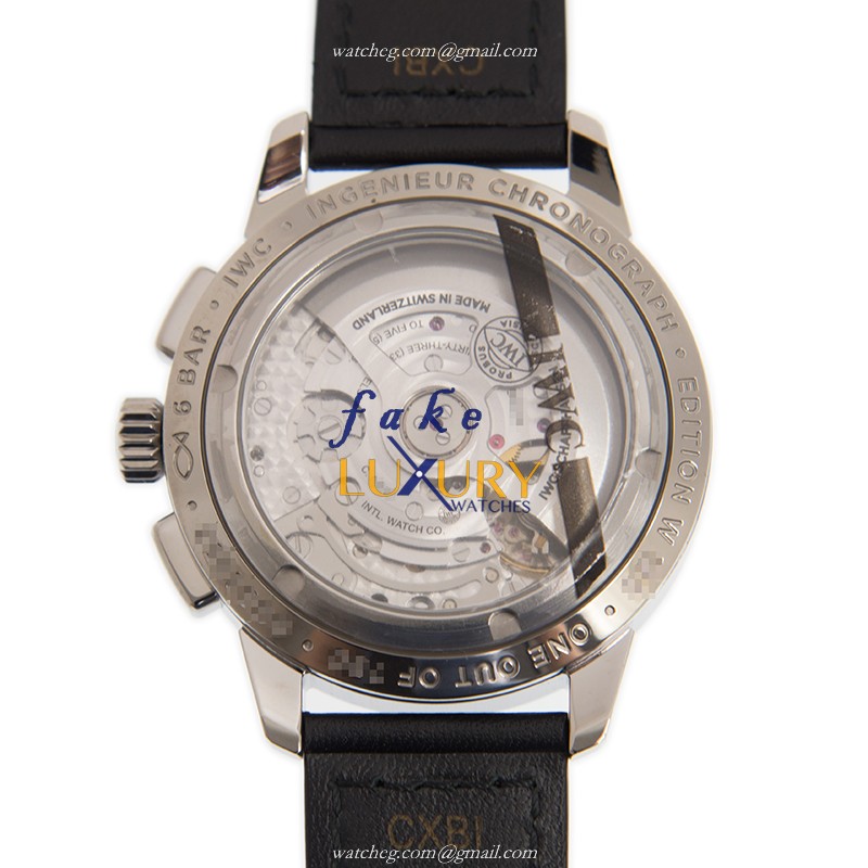 IWC IW380701 Ingenieur Replica Watch, Automatic, White Dial, PVD Titanium Case, Black Leather Strap - Image 3