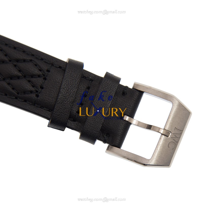 IWC IW380701 Ingenieur Replica Watch, Automatic, White Dial, PVD Titanium Case, Black Leather Strap - Image 4