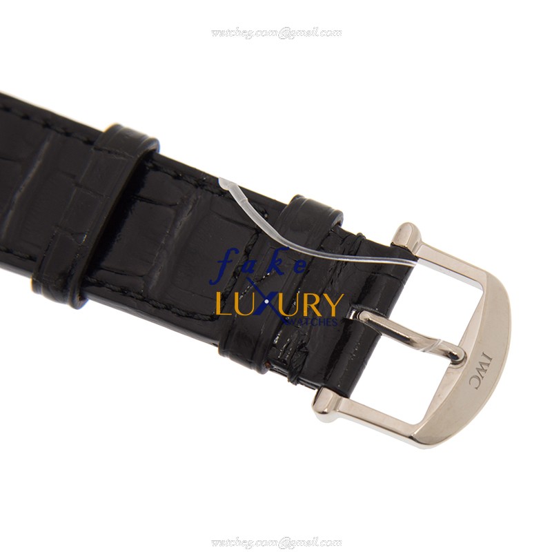 IWC PORTOFINO IW459004 Automatic 18kt White Gold Diamond Black Dial Leather Strap Replica Watch - Image 4