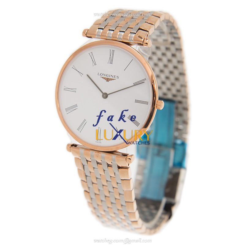 Longines L4.755.1.91.7 Replica Watch, Quartz Movement, White Dial, 36mm Rose Gold & Steel Case - Image 3