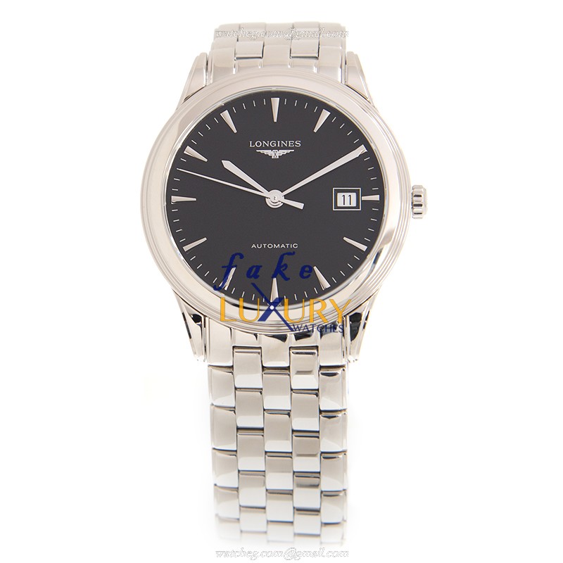 Longines FLAGSHIP L4.974.4.52.6 Replica Watch, Automatic, Black Dial, Stainless Steel Bracelet - Image 2