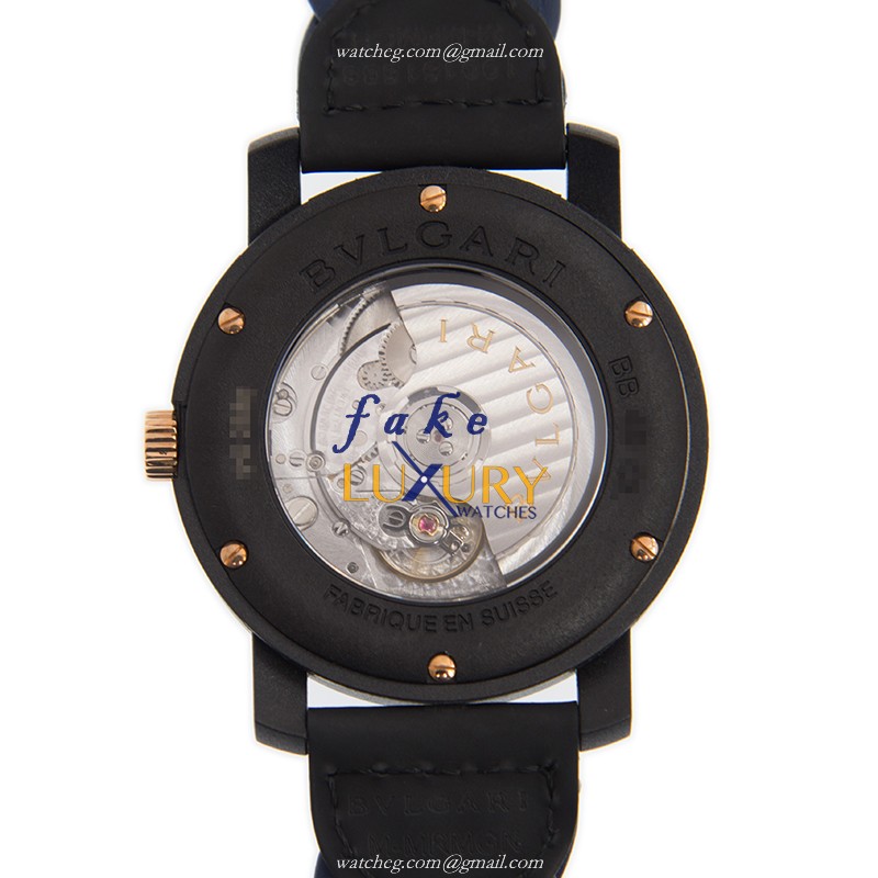 Bulgari BBP40C3CGLD Replica Watch, Automatic Movement, Blue Dial, PVD Titanium Case, Leather Strap - Image 3