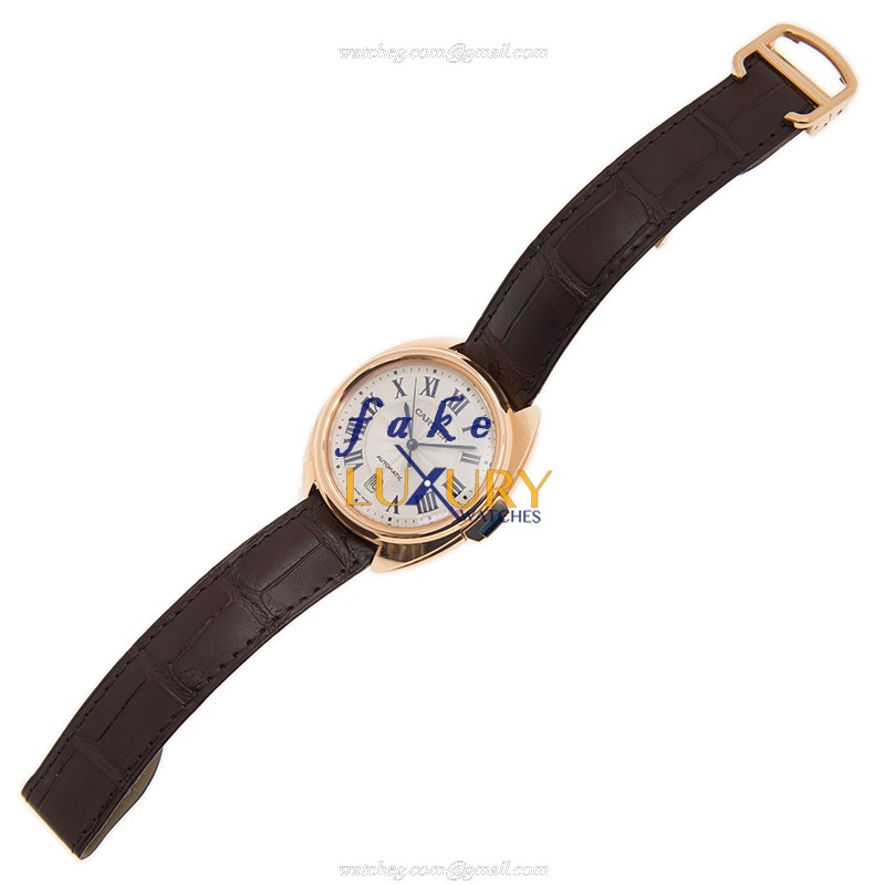 Cartier WGCL0004 Replica Watch, 40mm 18kt Rose Gold Case, White Dial, Red Alligator Strap - Image 2
