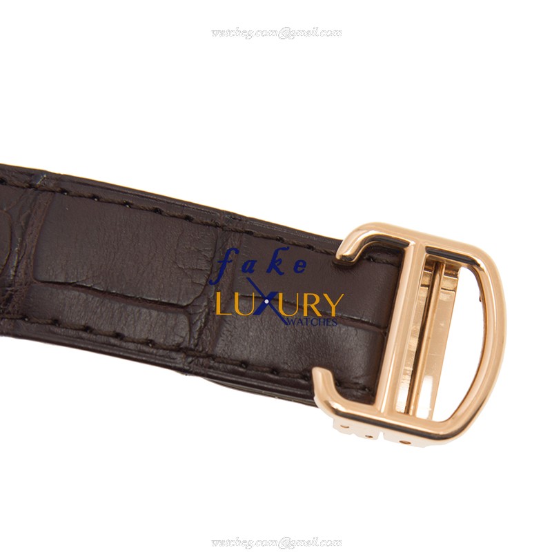 Cartier WGCL0004 Replica Watch, 40mm 18kt Rose Gold Case, White Dial, Red Alligator Strap - Image 4