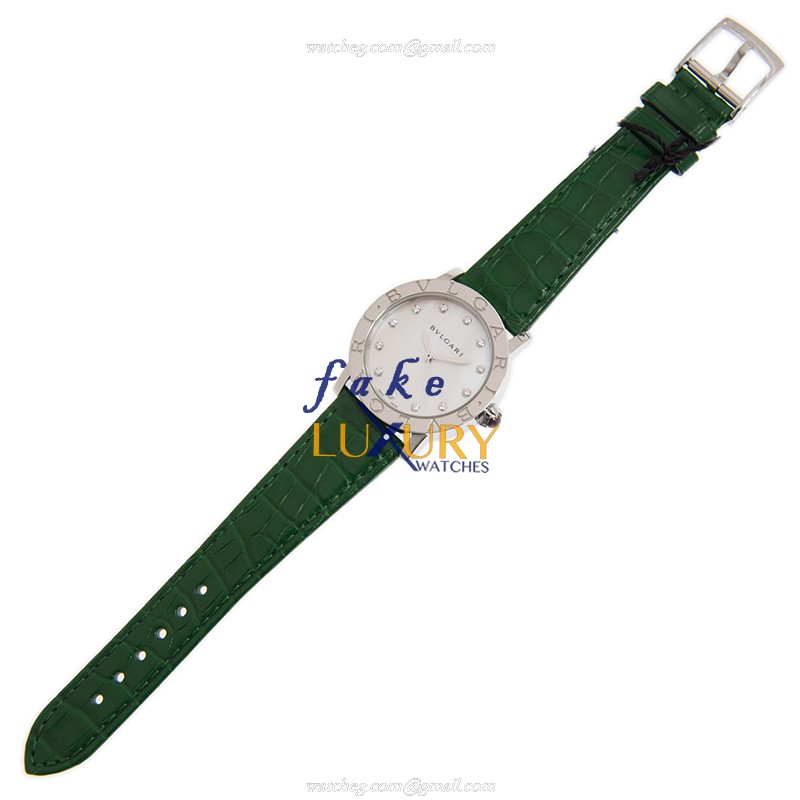 Bulgari BBL33WSLC4/12 Replica Watch Automatic White Mother of Pearl Dial Green Alligator Strap - Image 2