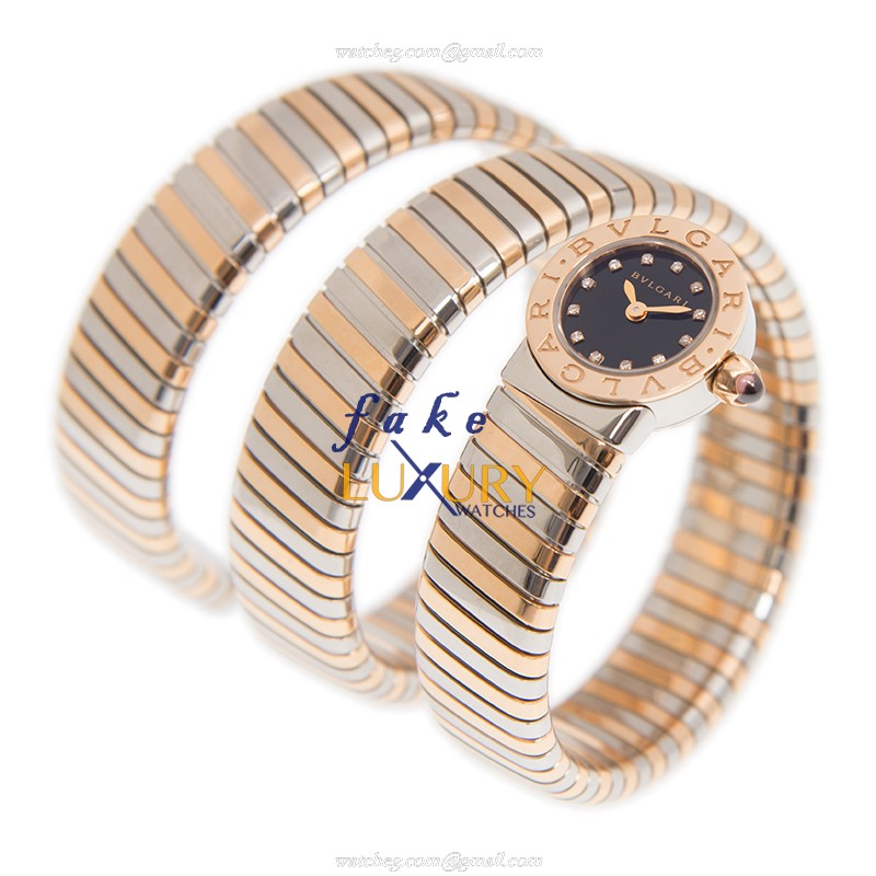 Bulgari BBLP191TSG Replica Watch, 18kt Rose Gold Case, Black Dial, Quartz Bangle - Image 3