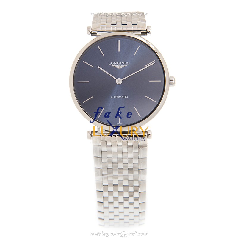 Longines L4.908.4.95.6 La Grande Replica Watch, Blue Dial, Steel Bracelet, Automatic - Image 2