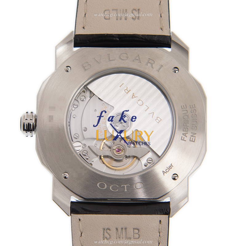 Bulgari Octo Roma OC41C6SLD Automatic Stainless Steel White Dial Alligator Strap Replica Watch - Image 3
