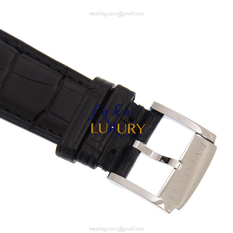 Bulgari Octo Roma OC41C6SLD Automatic Stainless Steel White Dial Alligator Strap Replica Watch - Image 4
