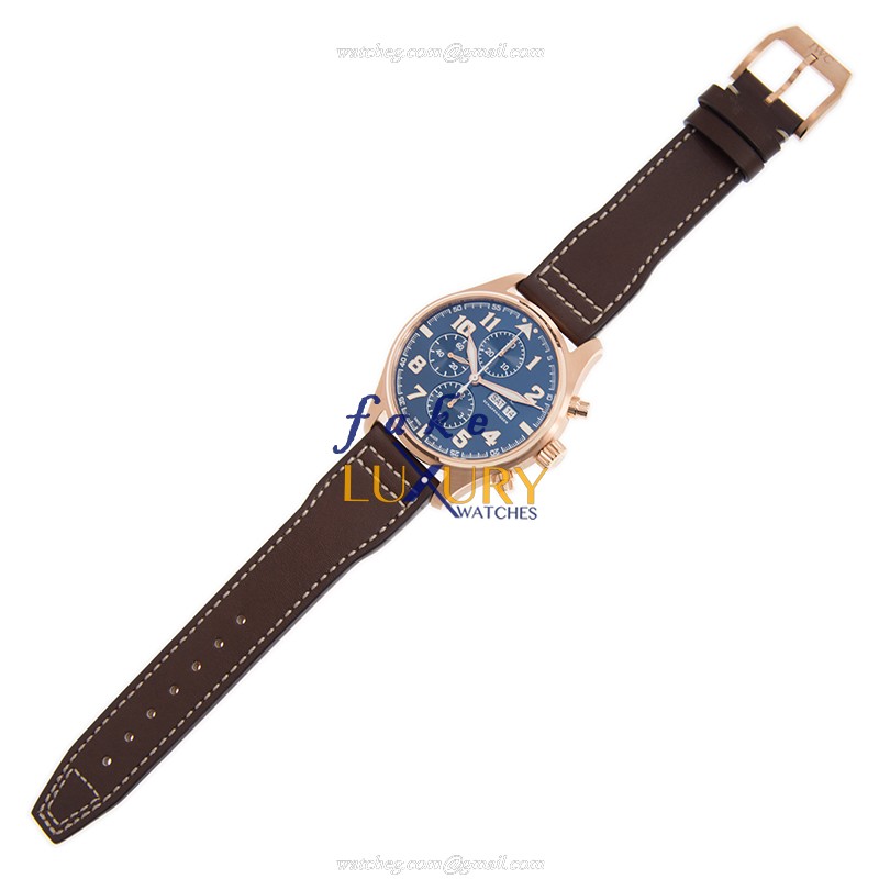 IWC IW377721 Pilots Automatic 18kt Rose Gold Blue Dial Brown Cowhide Strap Replica Watch - Image 2
