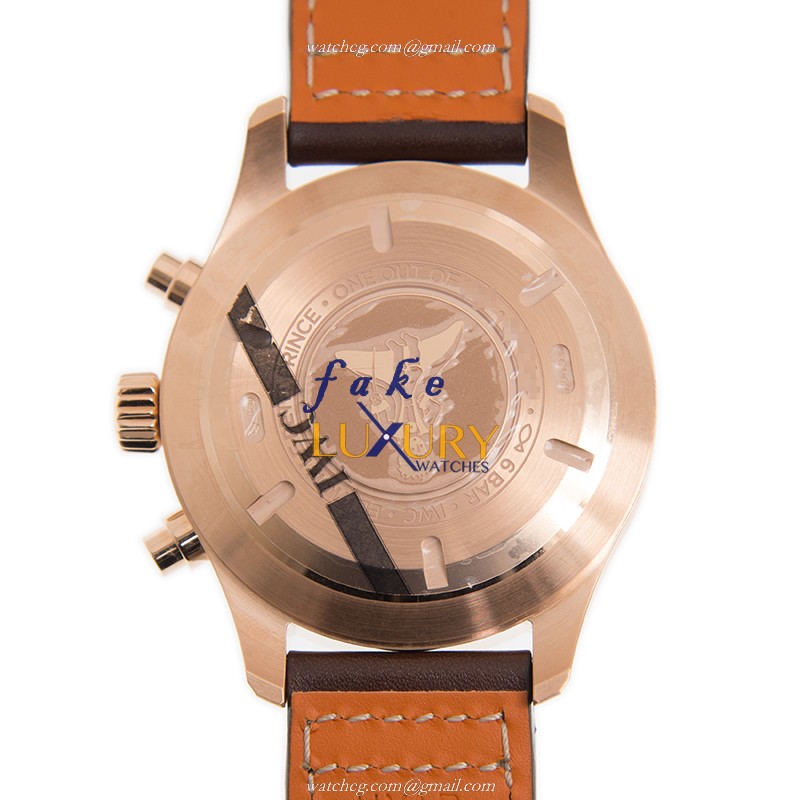 IWC IW377721 Pilots Automatic 18kt Rose Gold Blue Dial Brown Cowhide Strap Replica Watch - Image 3