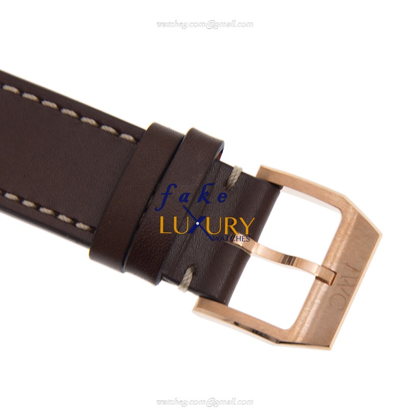 IWC IW377721 Pilots Automatic 18kt Rose Gold Blue Dial Brown Cowhide Strap Replica Watch - Image 4