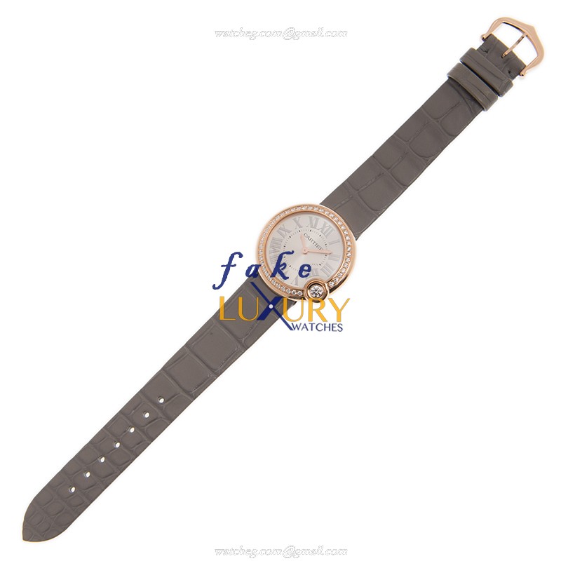 Cartier WJBL0008 BALLON BLANC DE CARTIER Quartz 18kt Rose Gold & Diamonds - Silver Dial - Alligator - Image 2
