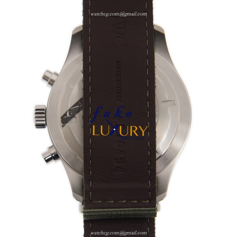 IWC IW377724 Pilots Automatic Replica Watch, Black Dial Green Fabric Strap Steel Case - Image 3