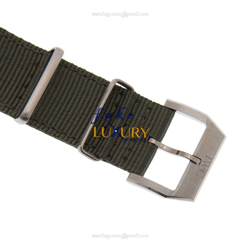 IWC IW377724 Pilots Automatic Replica Watch, Black Dial Green Fabric Strap Steel Case - Image 4