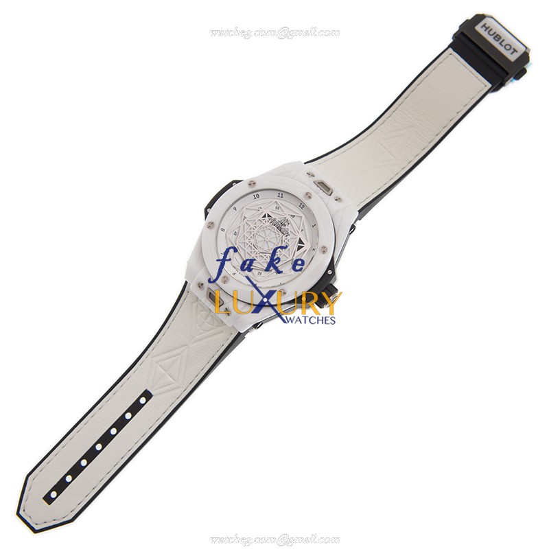 Hublot 415.HX.2027.VR.MXM19 LTD 200 Automatic Ceramics Replica Watch - White Dial & Leather Strap - Image 2