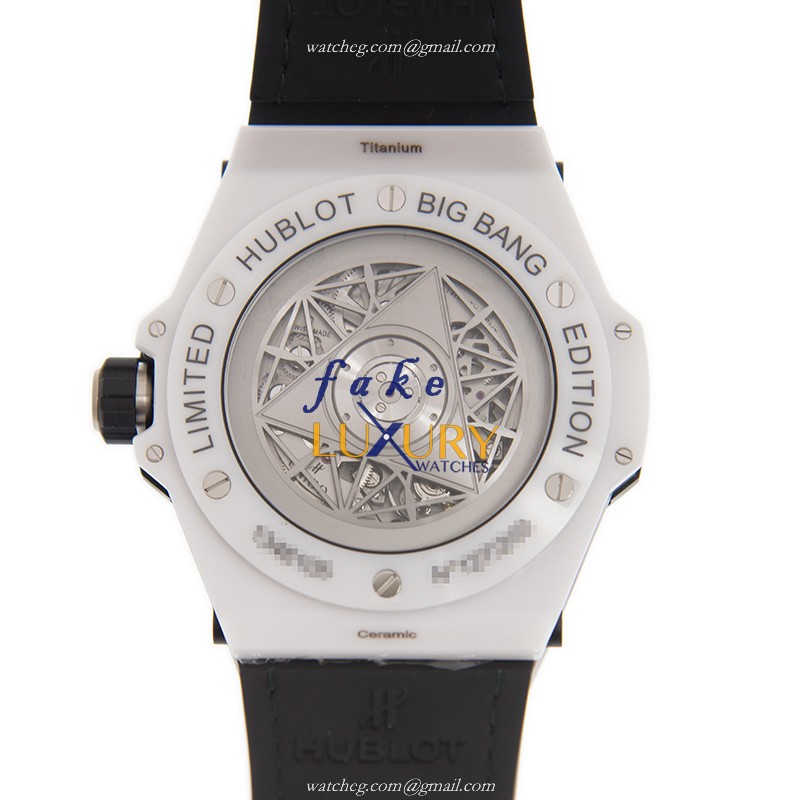 Hublot 415.HX.2027.VR.MXM19 LTD 200 Automatic Ceramics Replica Watch - White Dial & Leather Strap - Image 3