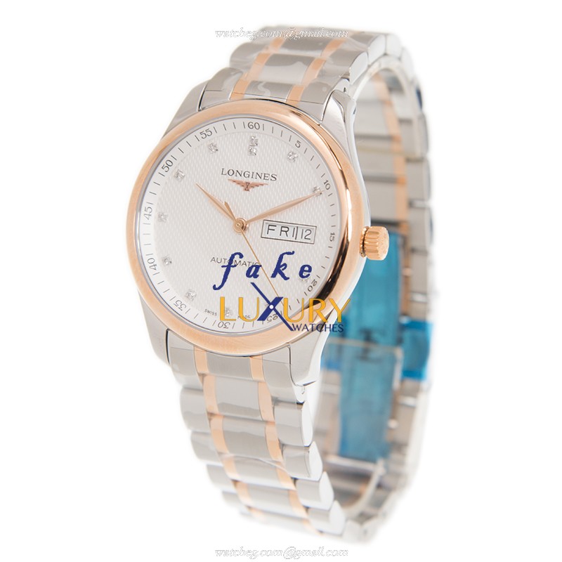 Longines L2.755.5.97.7 MASTER Automatic Replica Watch, 18kt Rose Gold & Steel Case, White Dial - Image 3