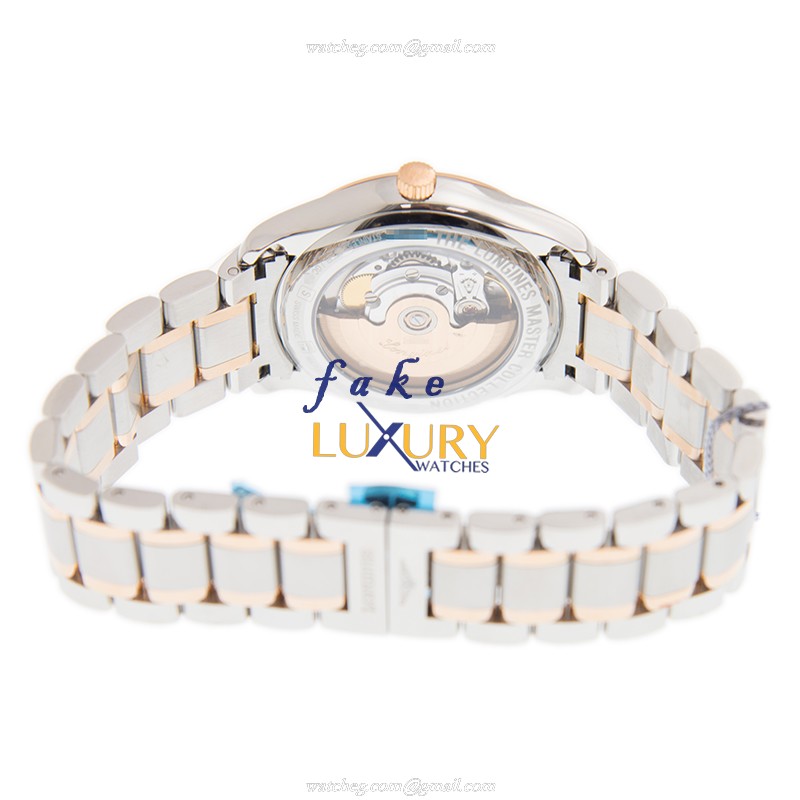 Longines L2.755.5.97.7 MASTER Automatic Replica Watch, 18kt Rose Gold & Steel Case, White Dial - Image 4
