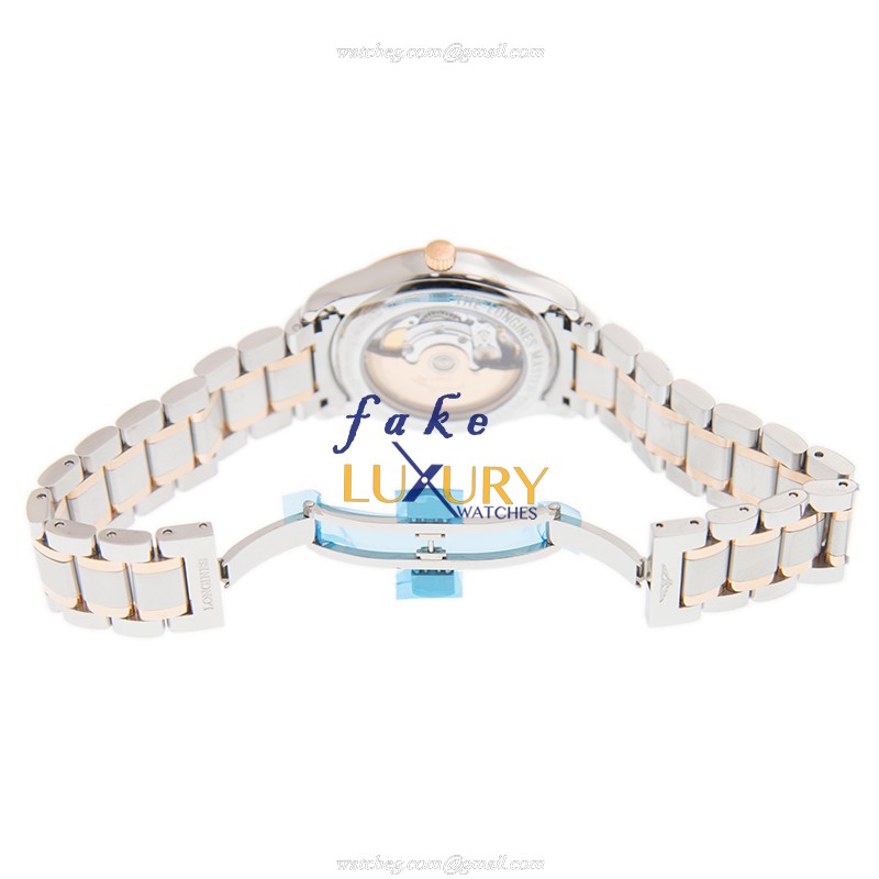 Longines L2.755.5.97.7 MASTER Automatic Replica Watch, 18kt Rose Gold & Steel Case, White Dial - Image 5