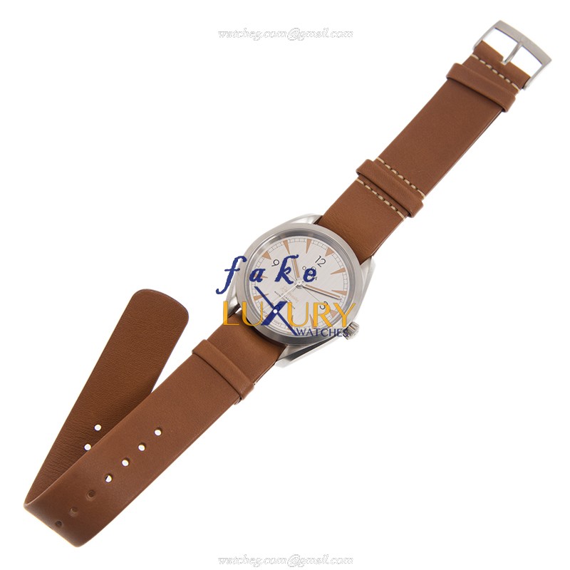 Omega 220.12.40.20.06.001 Replica Watch, Swiss Automatic, Stainless Steel Case, Silver Dial, Brown - Image 2