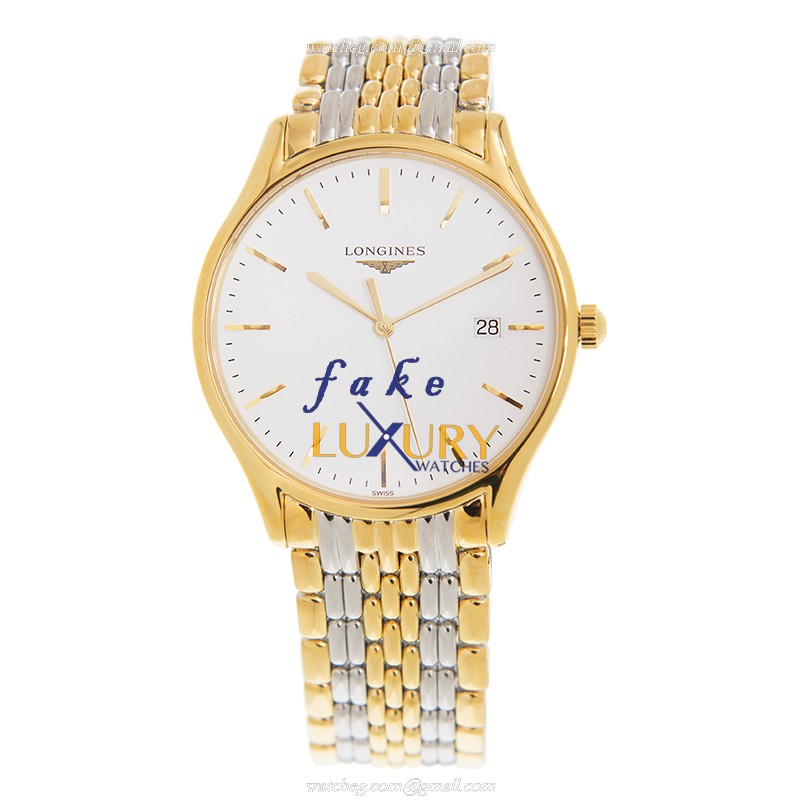 Longines L4.859.2.12.7 Quartz 18kt Gold & Steel Replica Watch, Automatic, White Dial, Stainless - Image 2