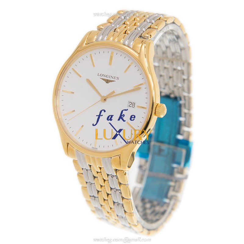 Longines L4.859.2.12.7 Quartz 18kt Gold & Steel Replica Watch, Automatic, White Dial, Stainless - Image 3