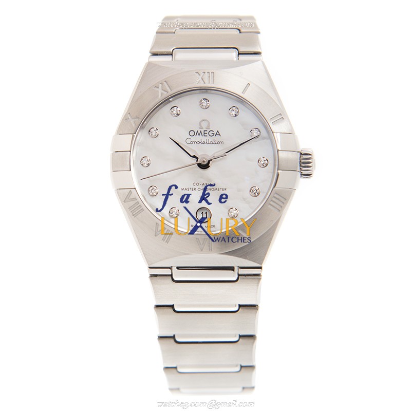 Omega 131.10.29.20.55.001 Constellation Auto Swiss Movement Replica Watch, White Dial, Silver - Image 2