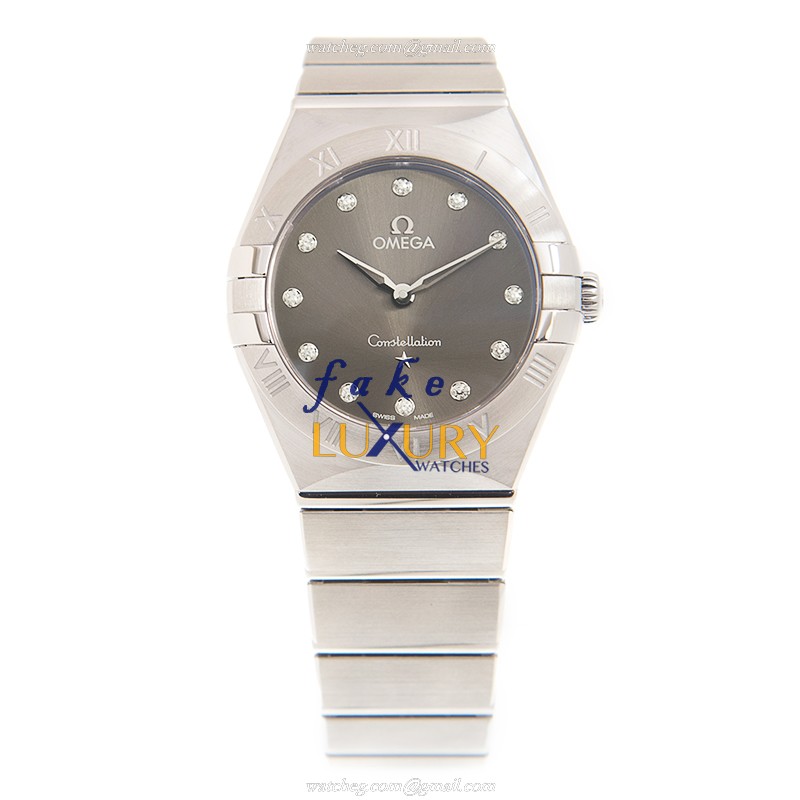 Omega 131.10.28.60.56.001 CONSTELLATION Quartz Steel | Gray Dial Silver Strap Replica Watch - Image 2