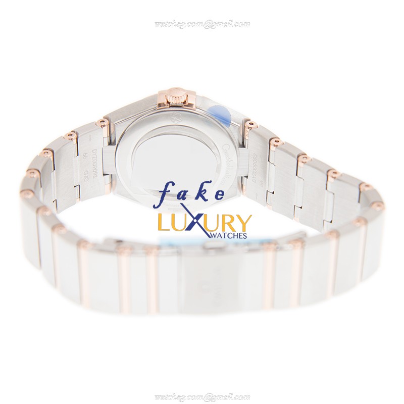 Omega 131.20.28.60.52.001 Constellation Quartz 18kt Rose Gold & Steel Replica Watch - 28mm Silver - Image 4