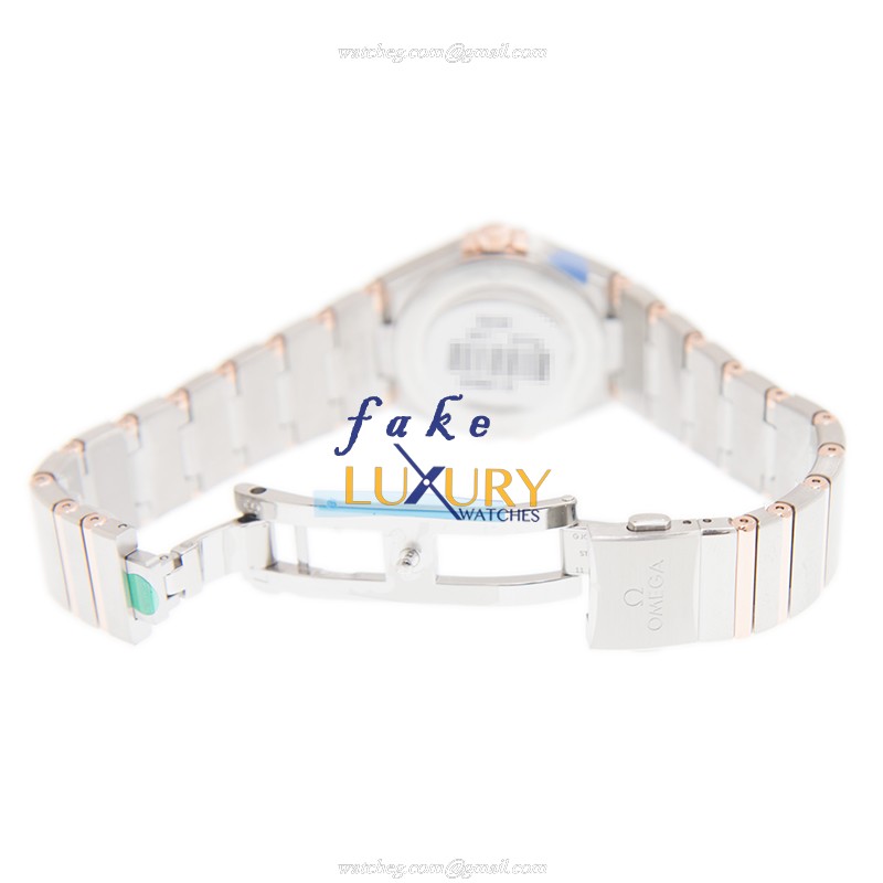 Omega 131.20.28.60.52.001 Constellation Quartz 18kt Rose Gold & Steel Replica Watch - 28mm Silver - Image 5