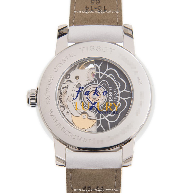 Tissot T050.207.17.117.04 LADY HEART White Dial Automatic Steel Leather Replica Watch - Image 3