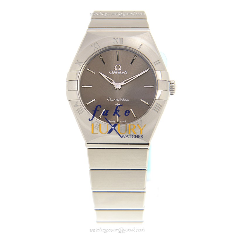 Omega 131.10.28.60.06.001 Quartz Stainless Steel Replica Watch - Gray Dial, Silver Strap - Image 2
